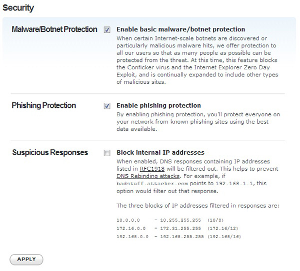 enable malware botnet phishing protection