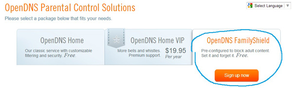 OpenDNS family shield
