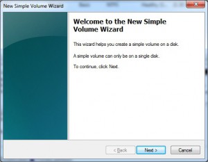 Create new volume in Windows 7 using wizard