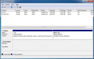 Second partition appears in disk management console