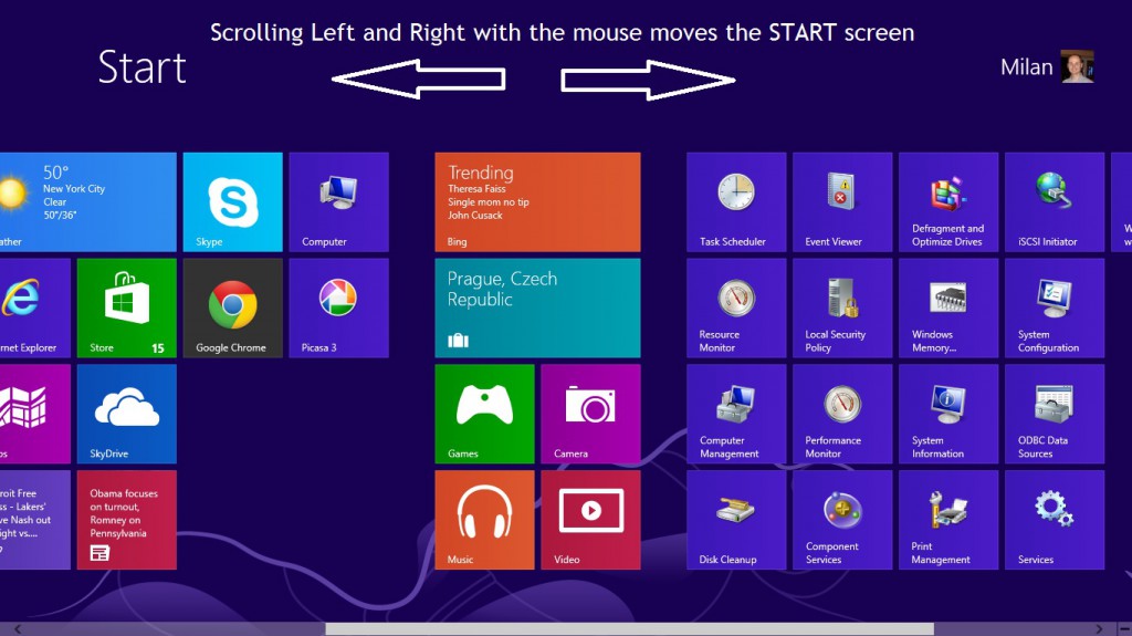 Windows 8 Start screen scrolling