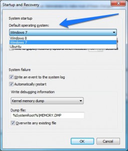 Change boot order in dual-boot OS using Windows 7 advanced properties menu