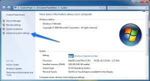 Computer properties window in Windows 7