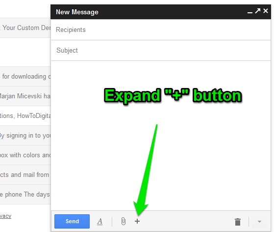 Gmail new compose experience and hidden menu