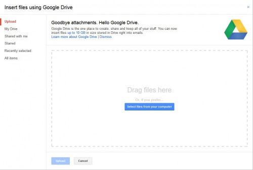 Insert files in Gmail using Google Drive