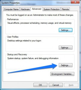 System Properties advanced tab in Windows 7