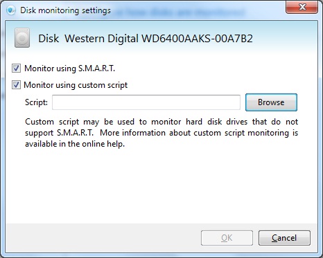 Disk Monitoring Settings using script