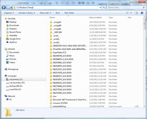 Windows Temp folder location in Windows 7