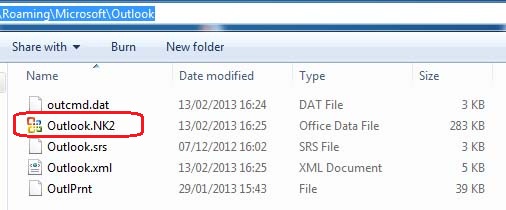 Outlook NK2 file