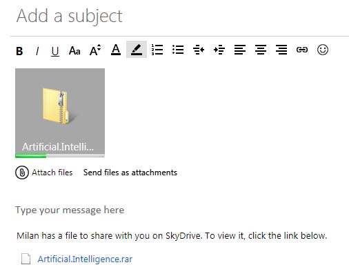 Uploading big attachment to SkyDrive