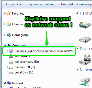 SkyDrive mapped as network drive