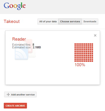 Download Google Reader archive