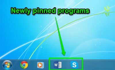 Newly pinned programs to taskbar