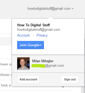 Switch between two Gmail accounts in the same browser
