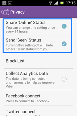 Viber online and seen status