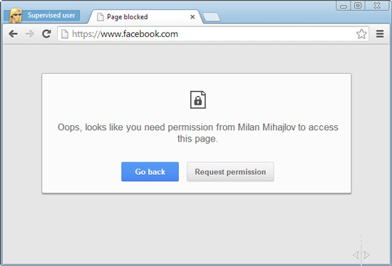 Supervised user blocked website