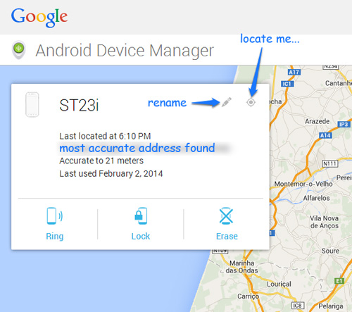 Android Device Manager Locates Phone