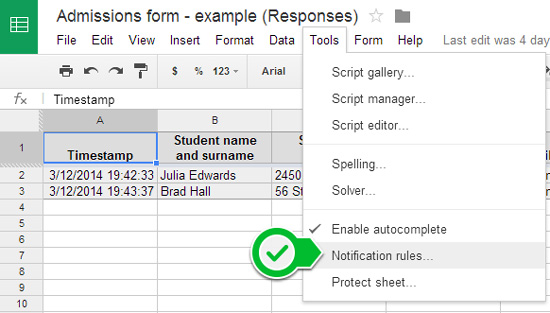 Get email for Google Form responses