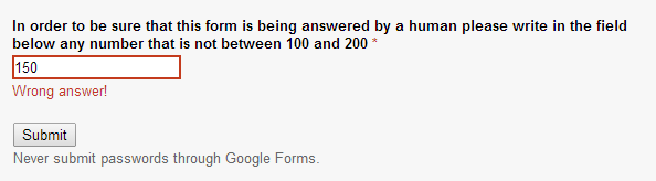 Google Form Captcha