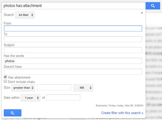Gmail advanced search