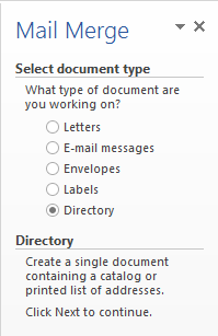 mail merge directory