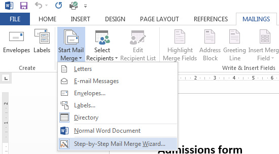 step by step mail merge