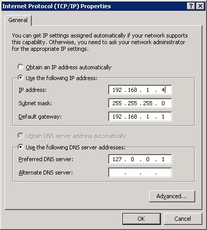 DNS values on Windows Server 2003