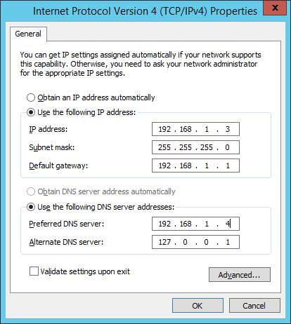 DNS values on Windows Server 2012 R2