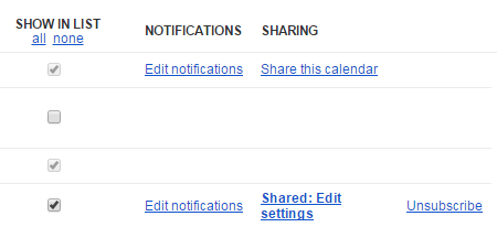 Calendar notification settings